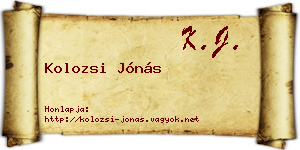 Kolozsi Jónás névjegykártya